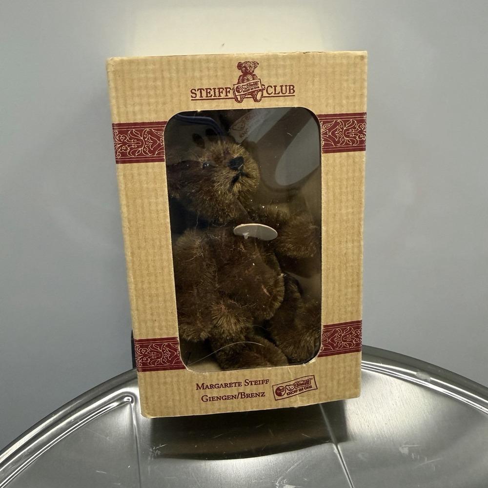 Steiff Club Gift Teddy Bear Brown Mini 1999 Jointed Mohair COA & Box